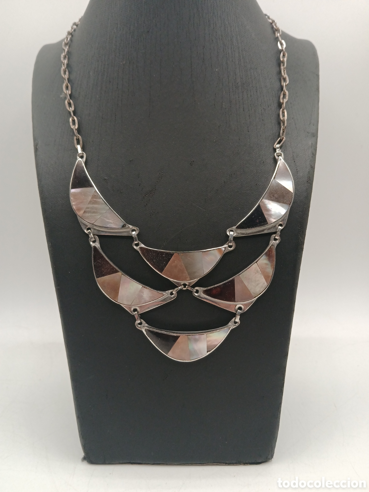 Joyeria: Collar metal plateado y n&aacute;car - Foto 1