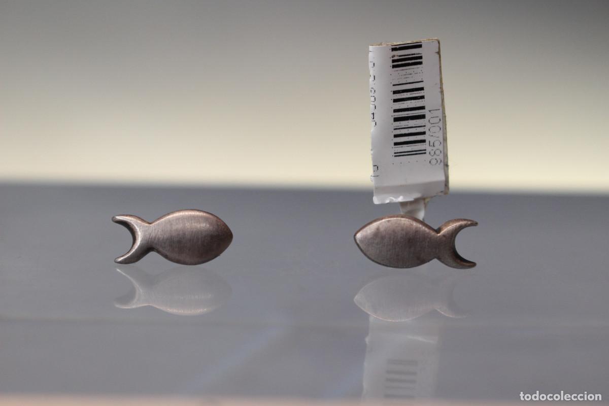 Joyeria: Pendientes bot&oacute;n oreja plata de ley: Peces, pececitos.