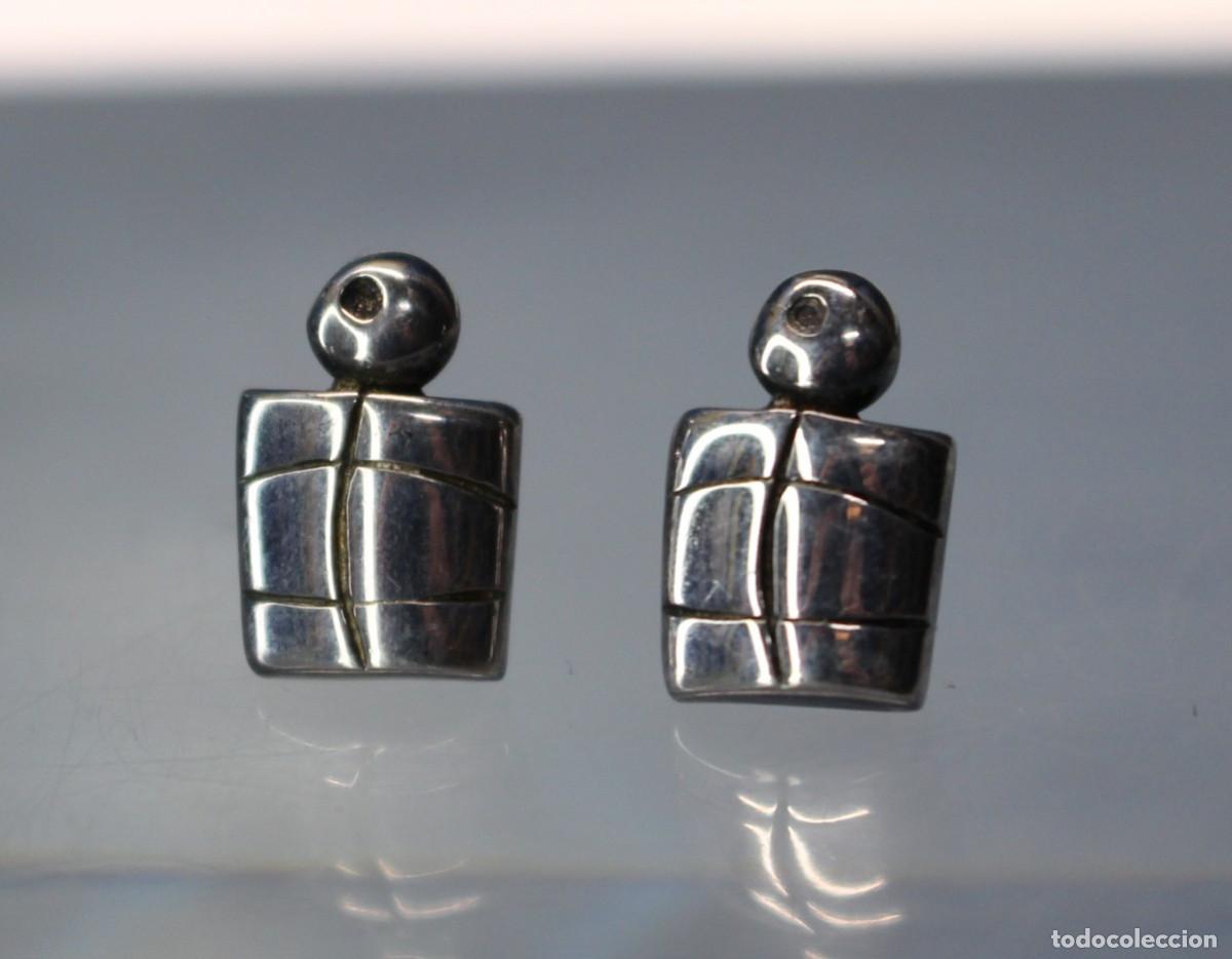 Joyeria: Pendientes bot&oacute;n oreja plata de ley: Joidart.