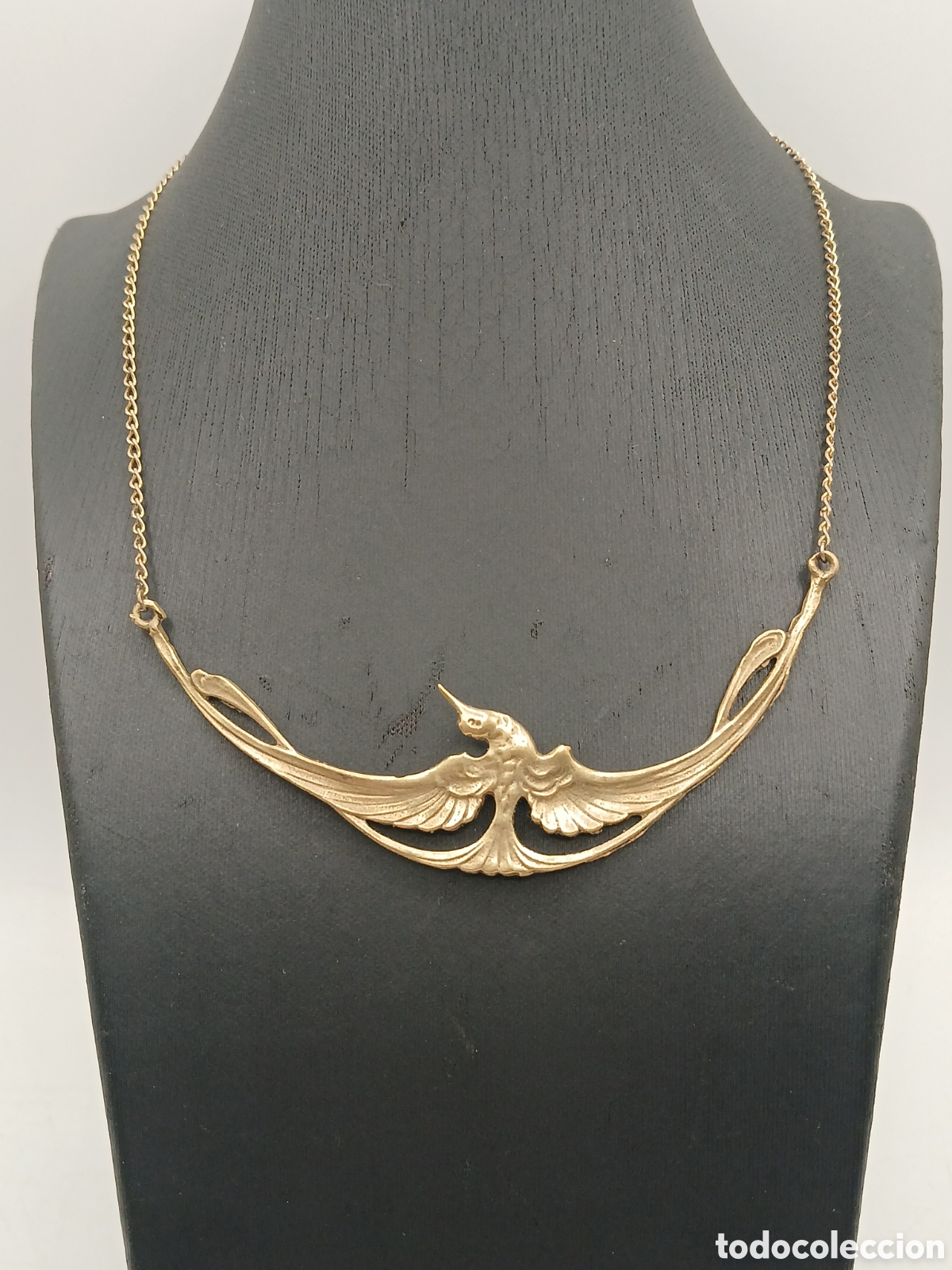 Joyeria: Collar Art Nouveau bronce dorado, cadena metal dorado