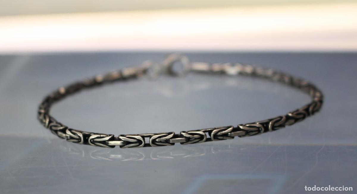 Joyeria: Pulsera plata de ley: Cadena bizantina.