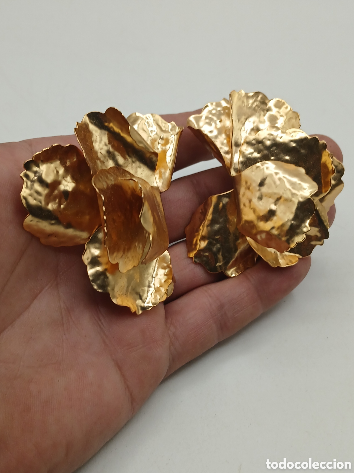 Joyeria: Pendientes metal chapado oro gran tama&ntilde;o