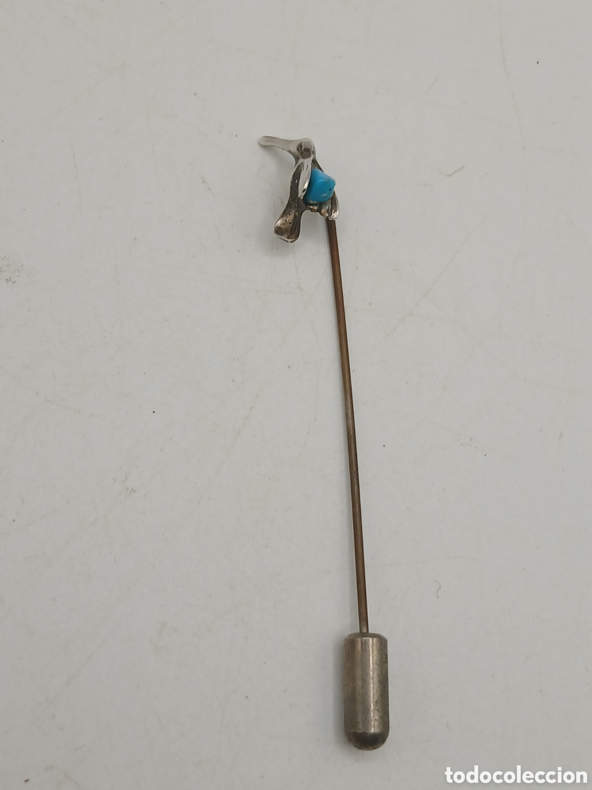 Joyeria: Broche alfiler plata 925mls y turquesa, alfiler metal