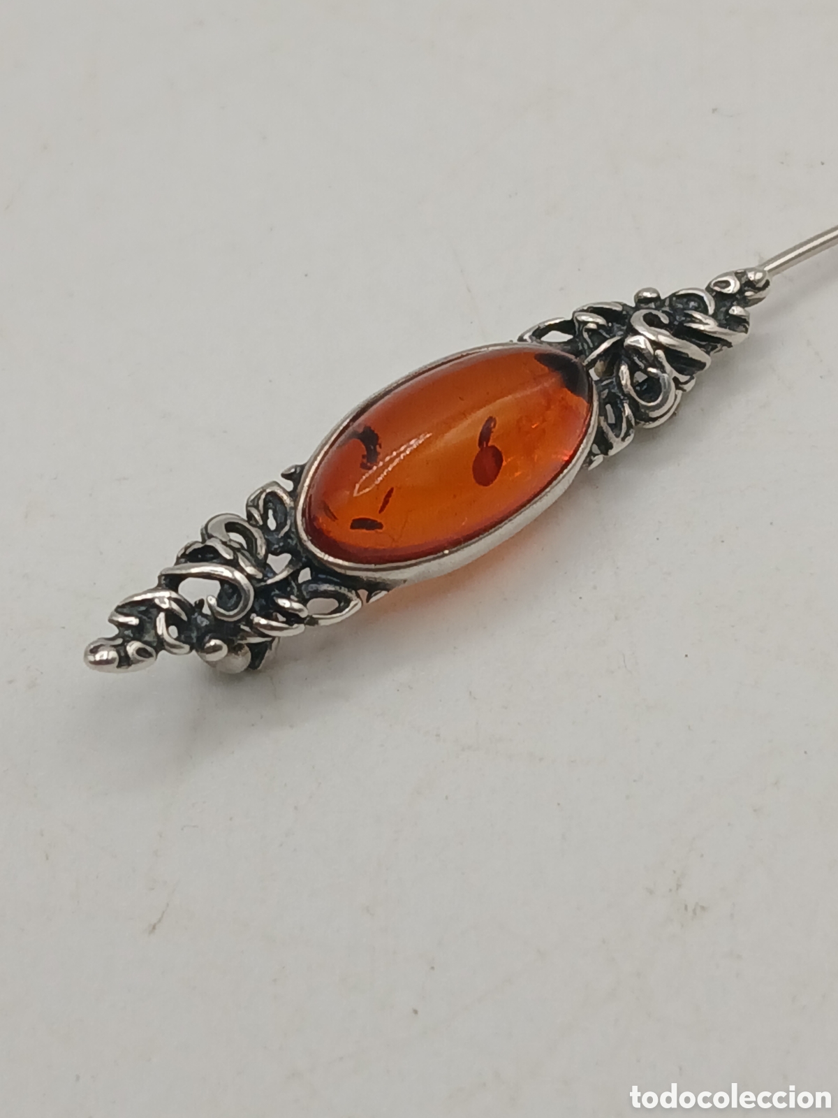 Joyeria: Antiguo broche plata 925mls y &aacute;mbar b&aacute;ltico