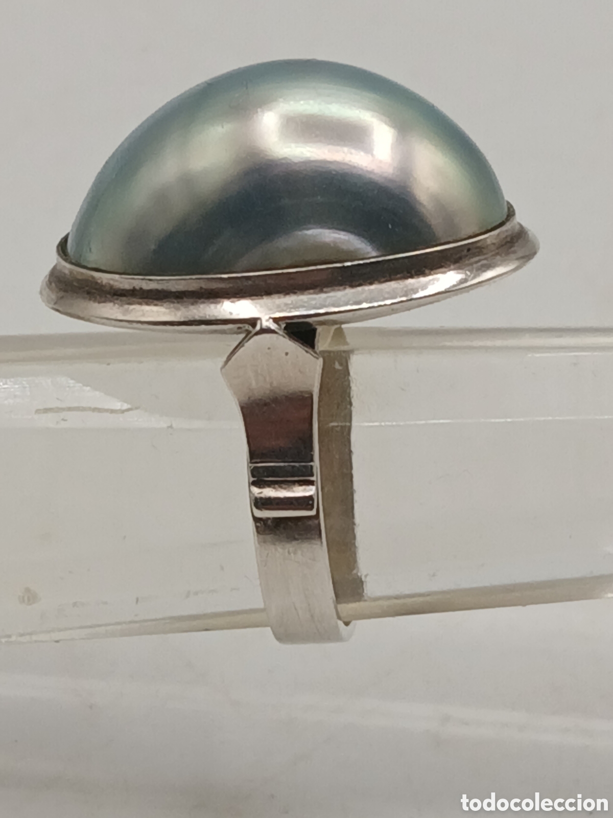 Joyeria: Antiguo anillo Art Deco plata 925mls y perla de Tahiti