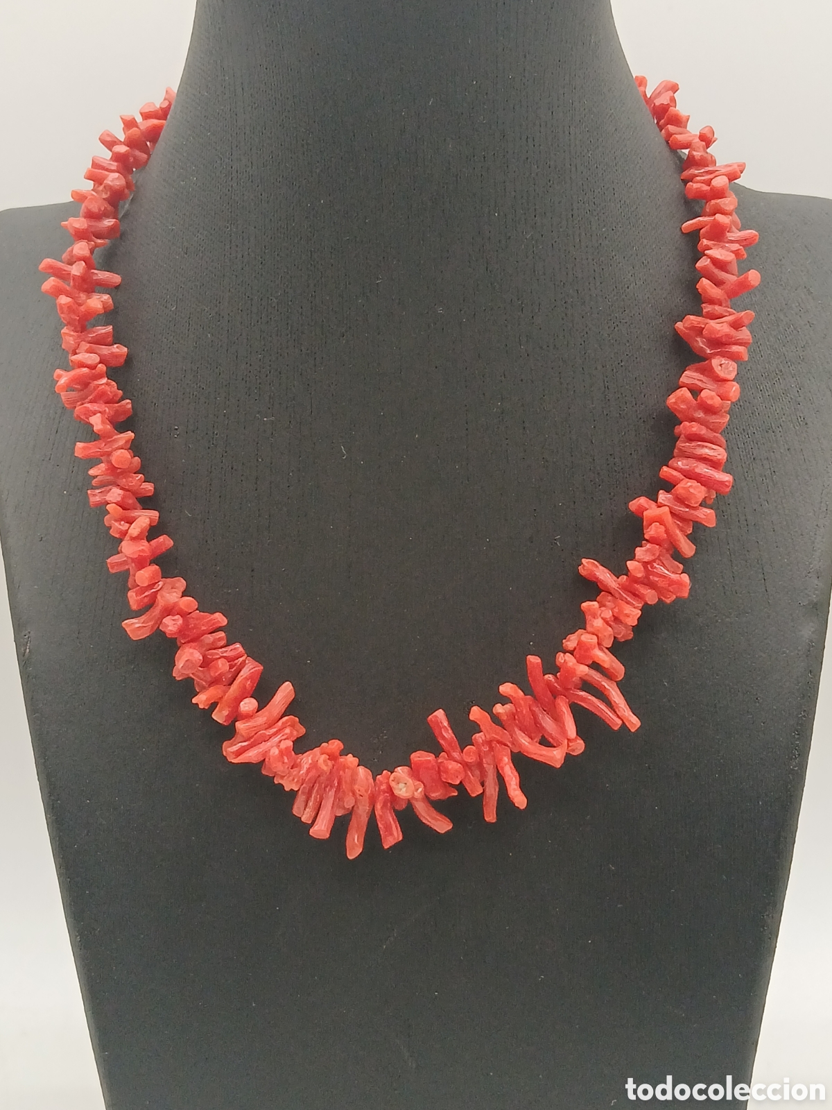 Joyeria: Collar coral rojo mediterr&aacute;neo. Cierre lat&oacute;n