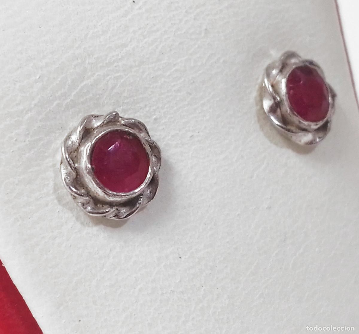 Joyeria: Pendientes de plata de ley con rub&iacute; natural - Foto 4