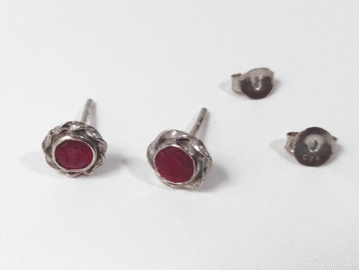 Joyeria: Pendientes de plata de ley con rub&iacute; natural - Foto 5