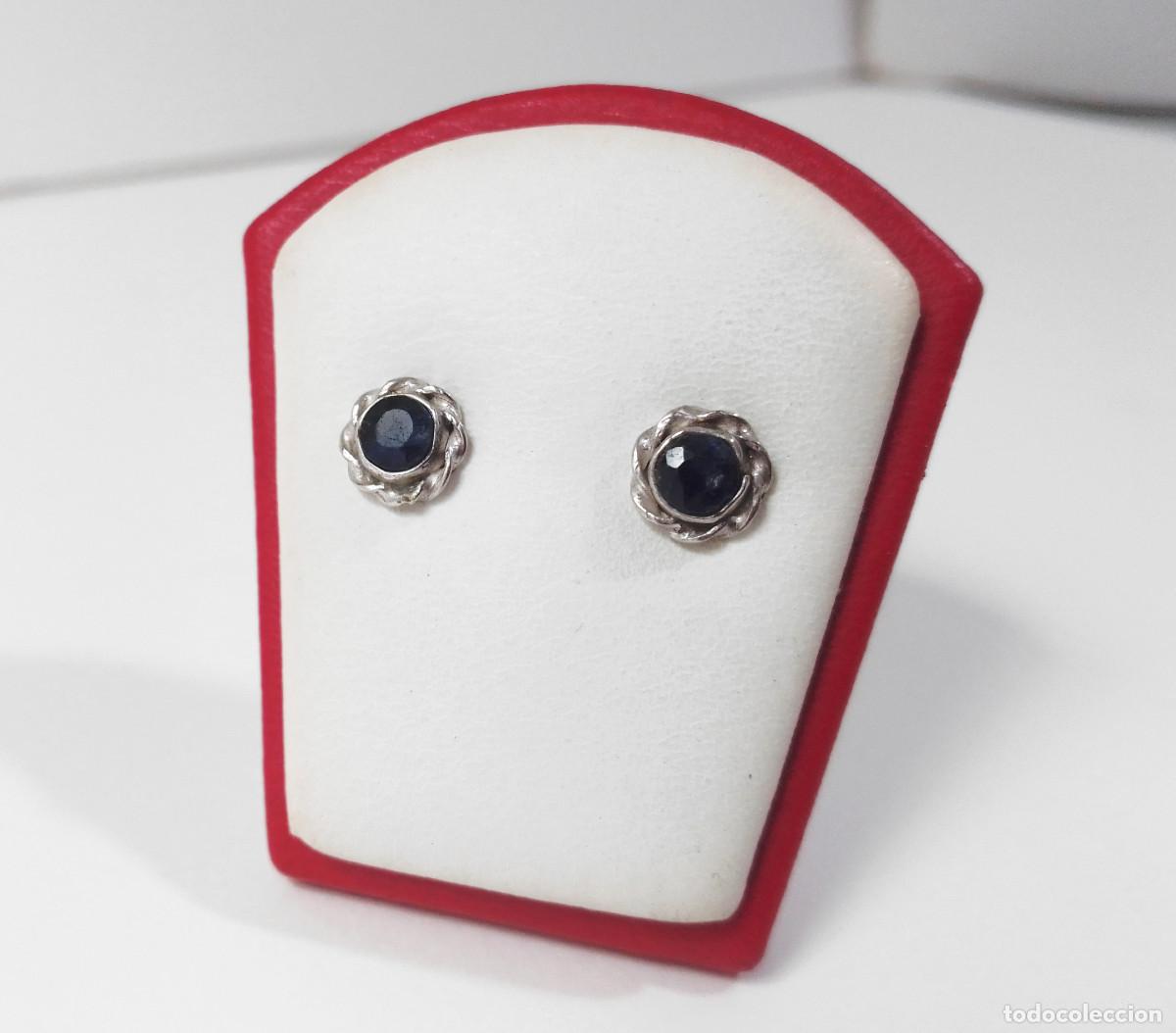 Joyeria: Pendientes de plata de ley con zafiro natural - Foto 2
