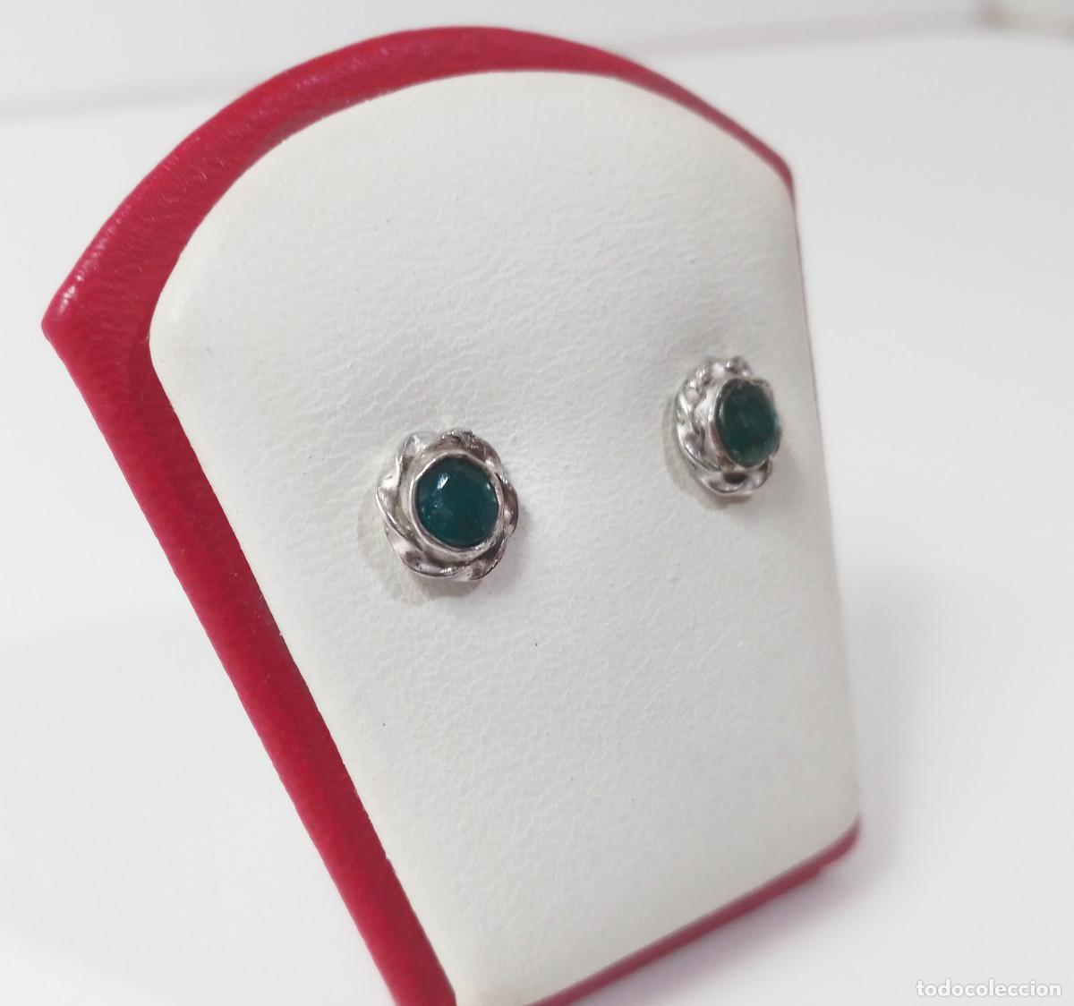 Joyeria: Pendientes de plata de ley con esmeralda natural - Foto 3