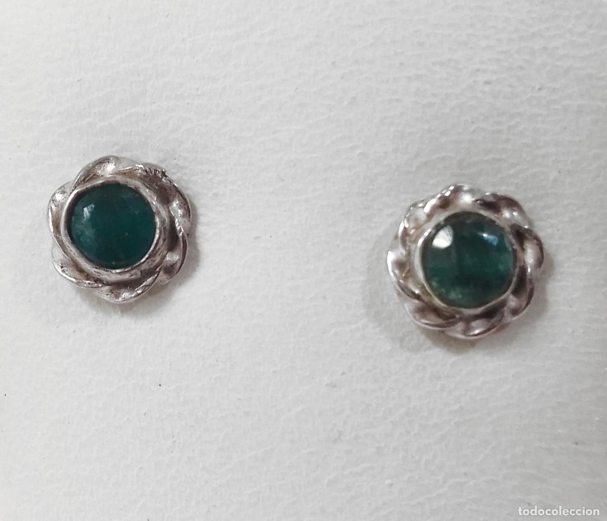 Joyeria: Pendientes de plata de ley con esmeralda natural - Foto 4