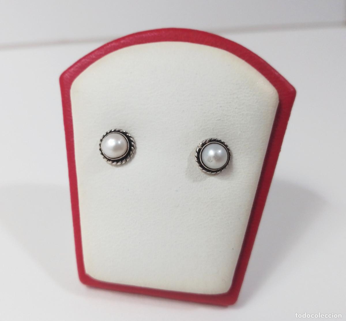 Joyeria: Pendientes de plata de ley con perlas sint&eacute;ticas - Foto 2