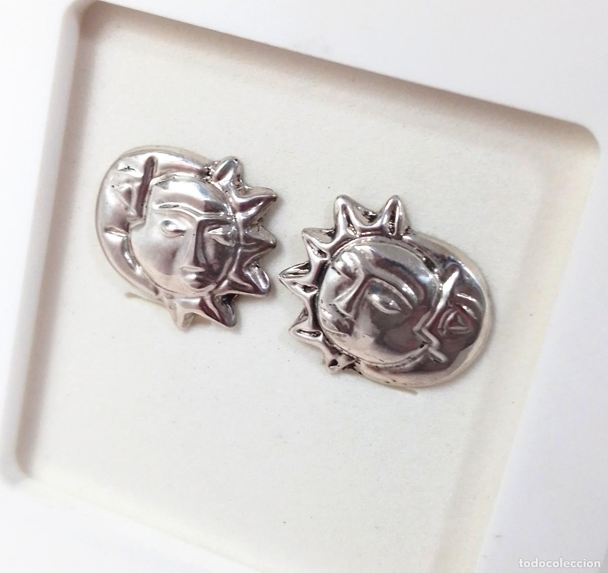 Joyeria: Pendientes de plata de ley Sol y Luna - Foto 2