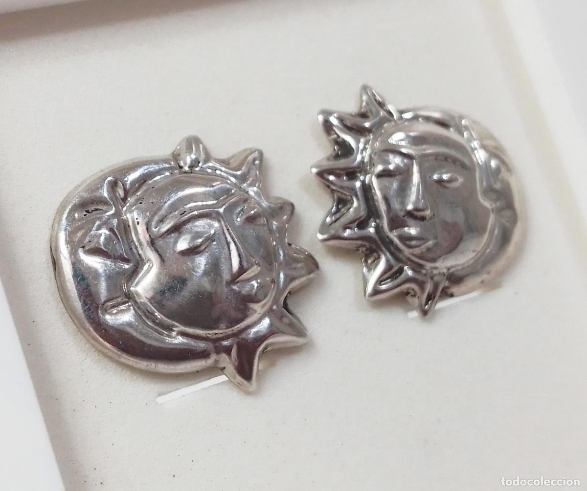 Joyeria: Pendientes de plata de ley Sol y Luna - Foto 3