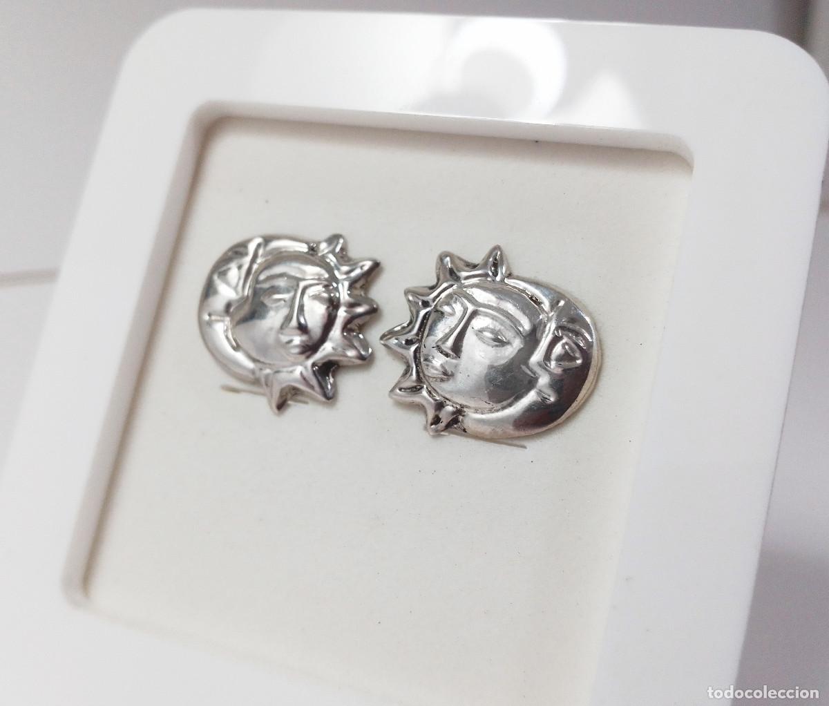 Joyeria: Pendientes de plata de ley Sol y Luna - Foto 4