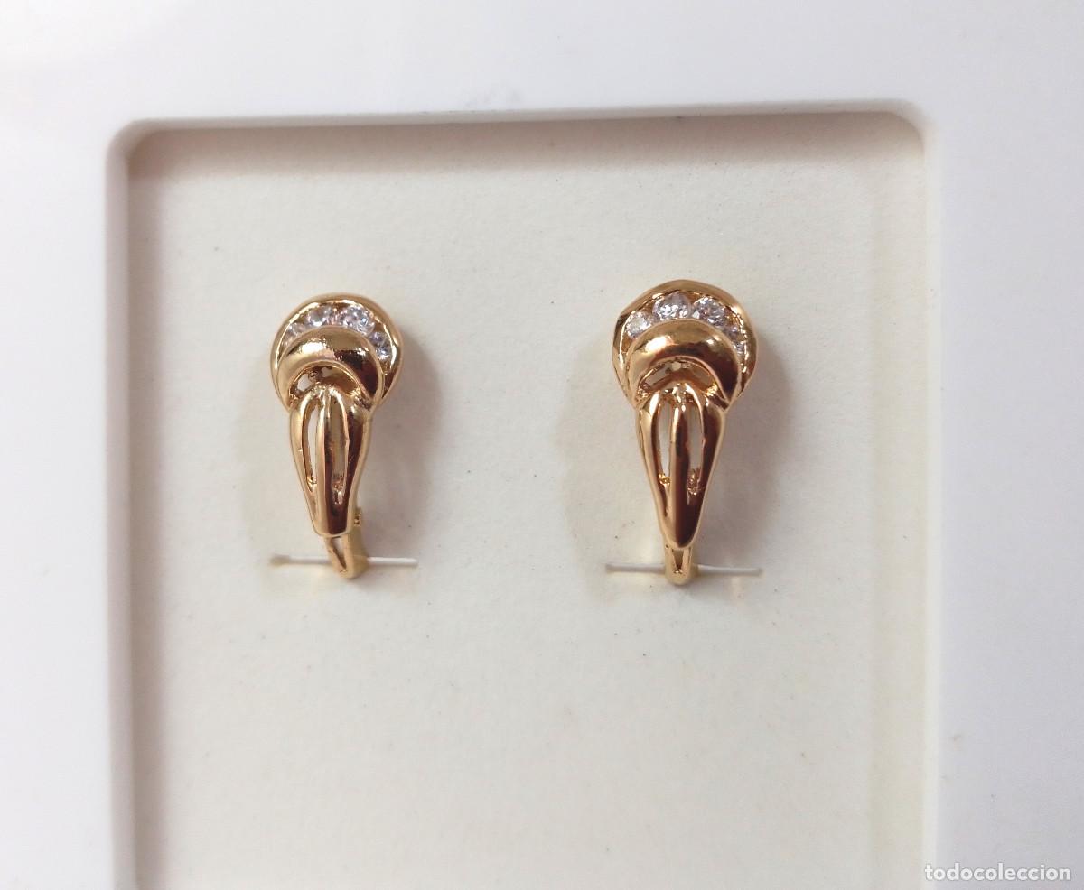 Joyeria: Pendientes de plata de ley ba&ntilde;ados en oro con circonitas - Foto 2