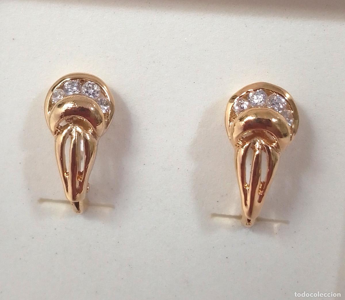Joyeria: Pendientes de plata de ley ba&ntilde;ados en oro con circonitas - Foto 3