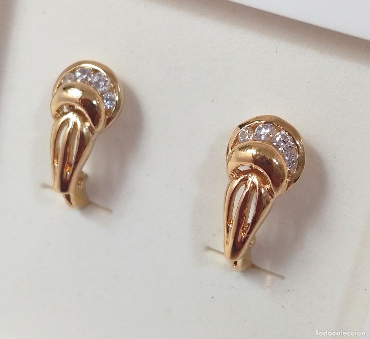 Joyeria: Pendientes de plata de ley ba&ntilde;ados en oro con circonitas - Foto 4