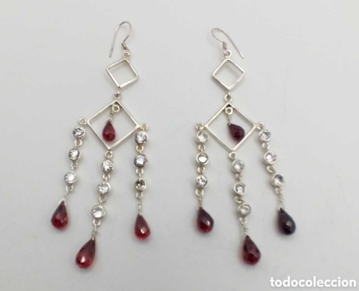 Joyeria: Pendientes Granates y Circonitas en Plata - Foto 2