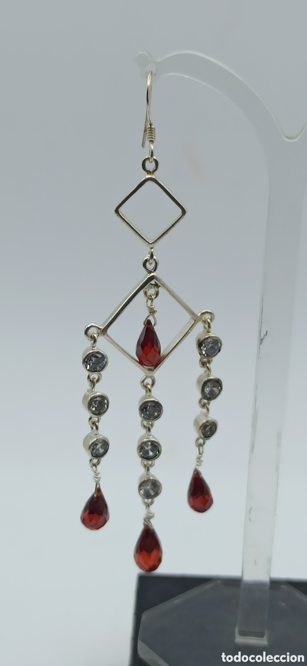 Joyeria: Pendientes Granates y Circonitas en Plata - Foto 3