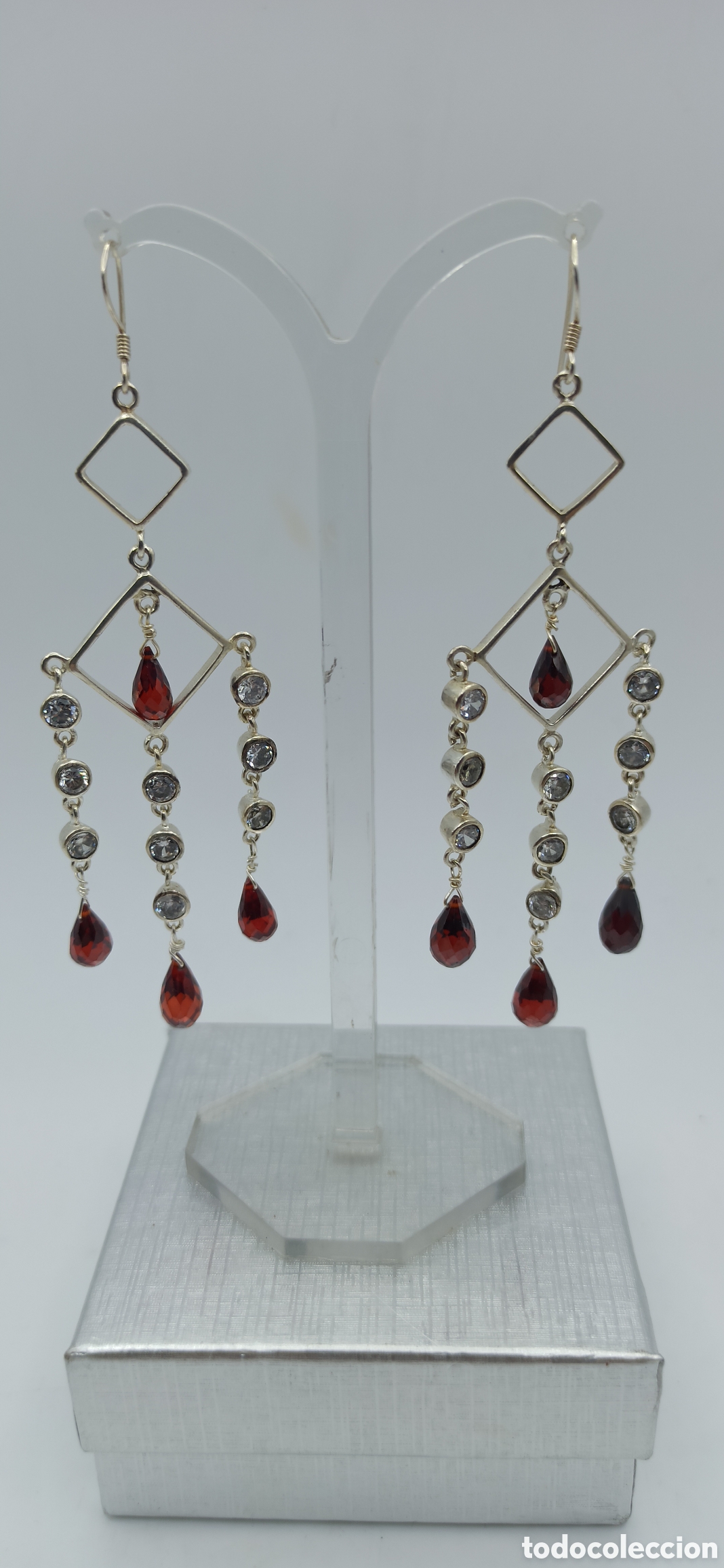Joyeria: Pendientes Granates y Circonitas en Plata - Foto 6