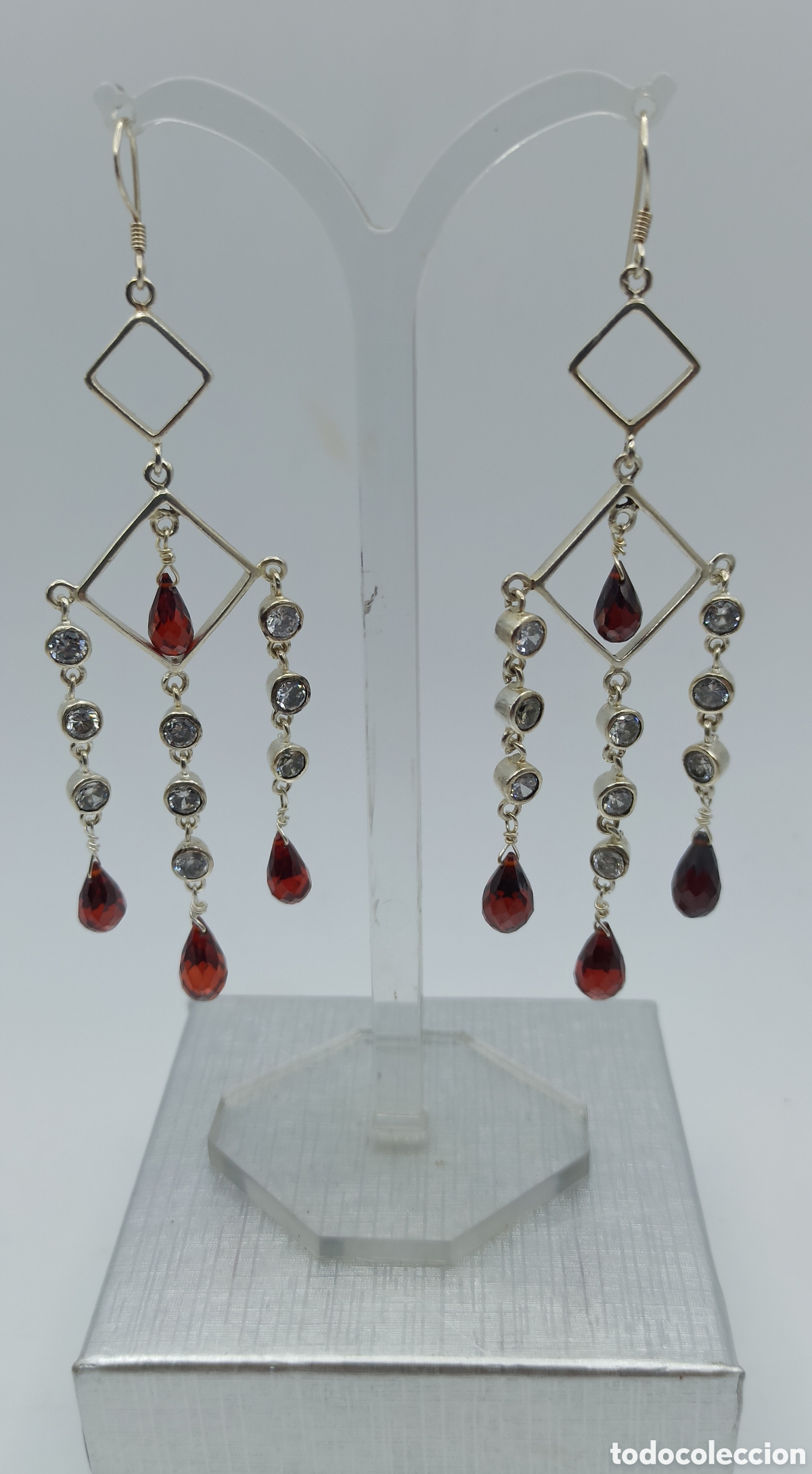 Joyeria: Pendientes Granates y Circonitas en Plata - Foto 1