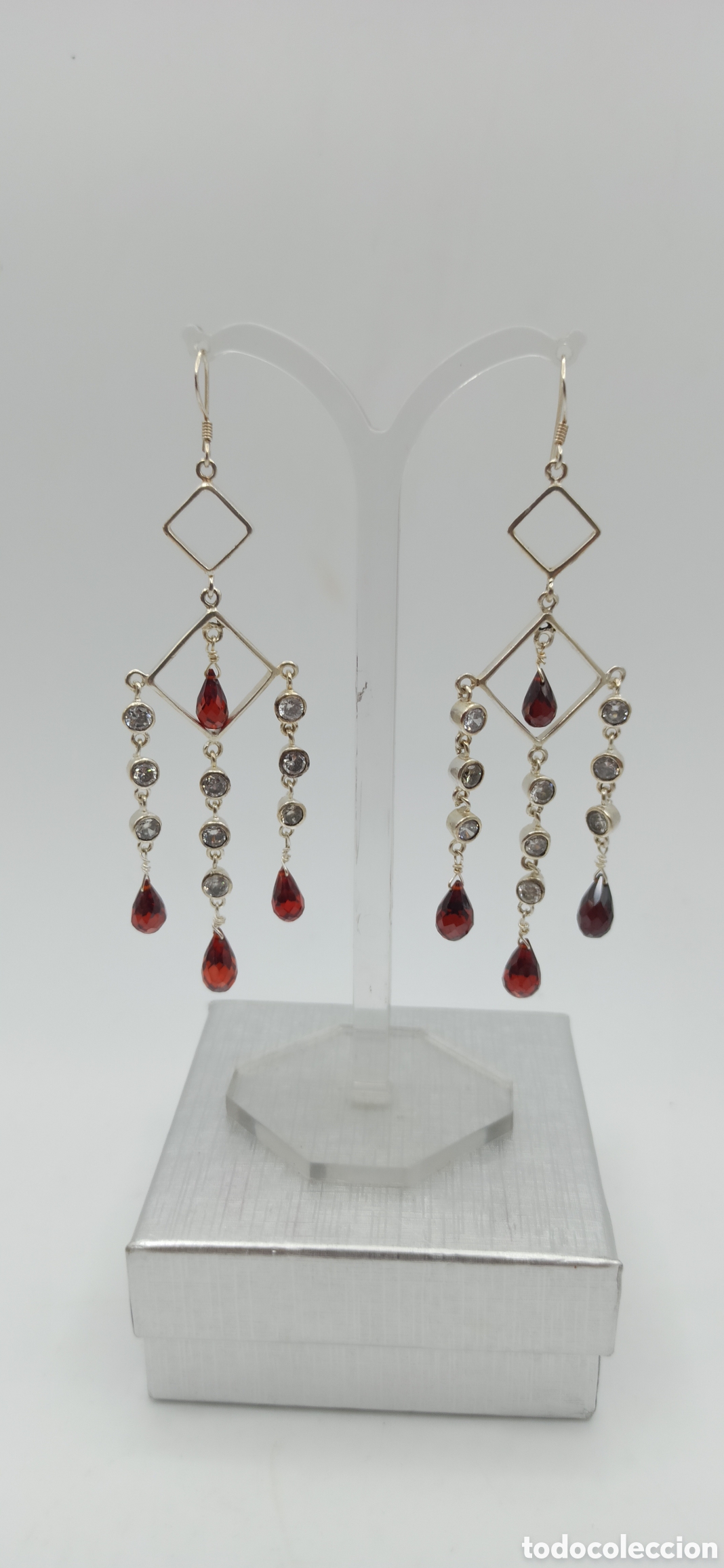 Joyeria: Pendientes Granates y Circonitas en Plata - Foto 5