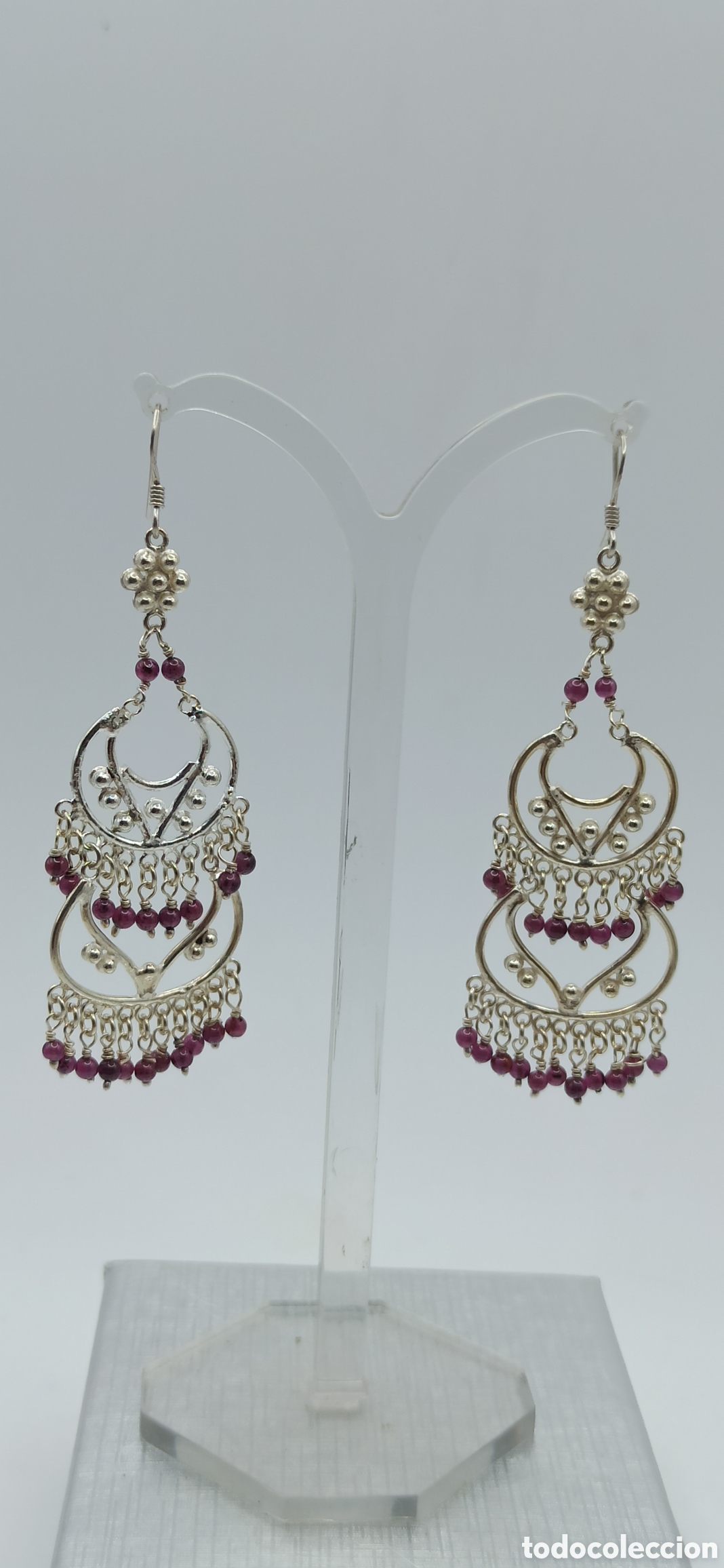 Joyeria: Pendientes Plata Granates dise&ntilde;o India - Foto 4