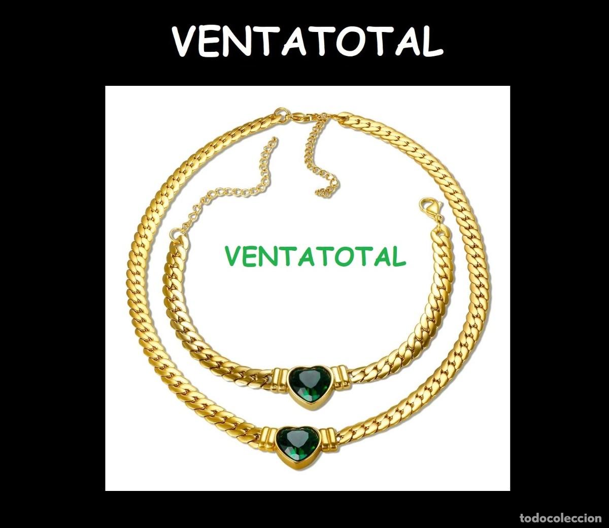 Joyeria: LUJO CONJUNTO DE CADENA Y PULSERA CON ESMERALDAS CORAZON ES DE ORO DE 22KILATES LAMINADO LEE DENTRO