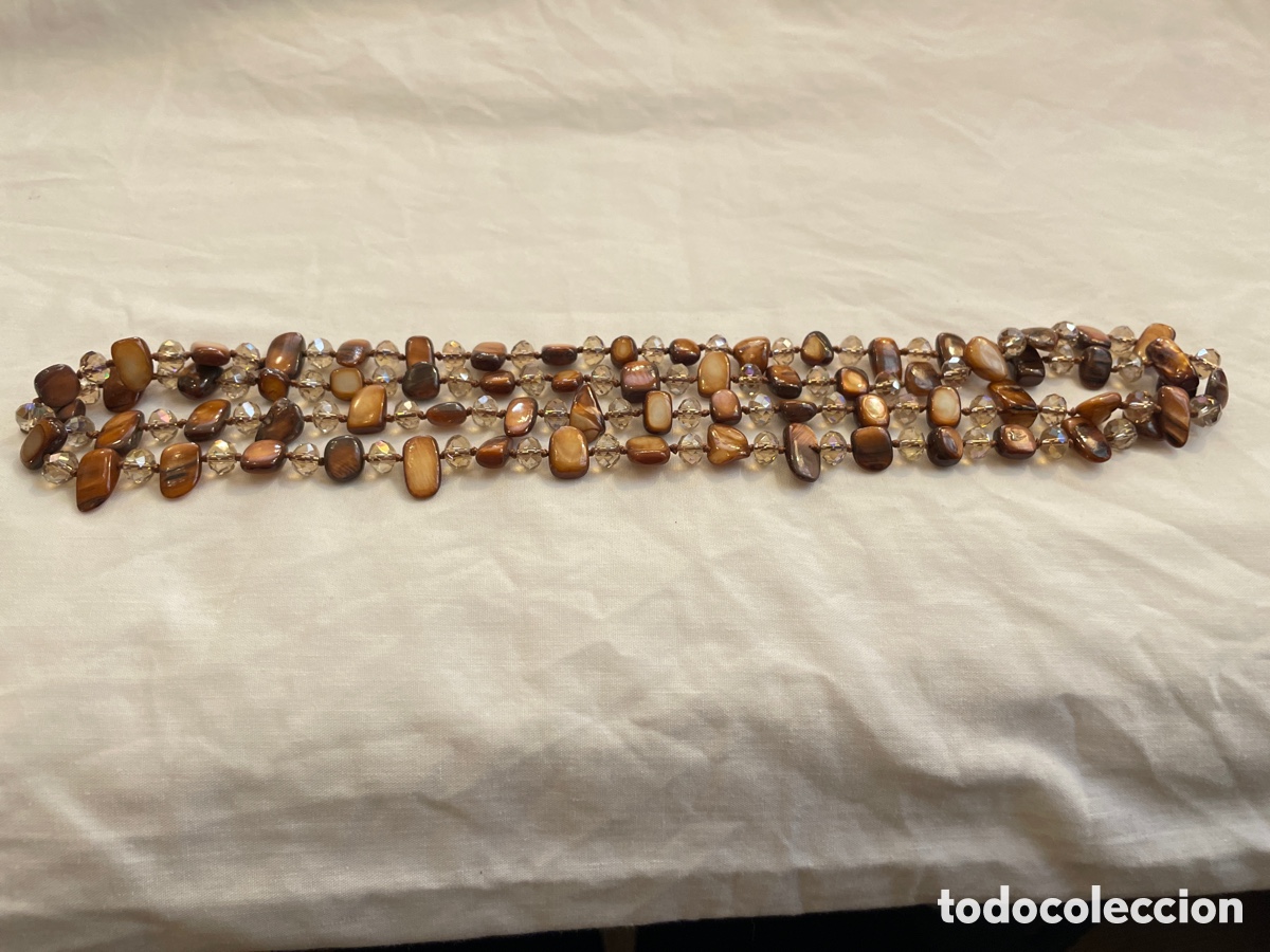 Joyeria: Collar n&aacute;car marr&oacute;n y cristal checo