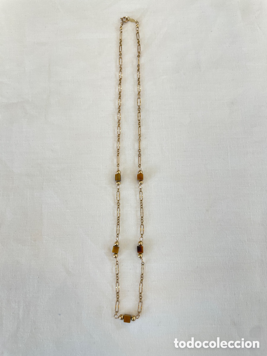 Joyeria: Collar oro 14K y ojo de tigre