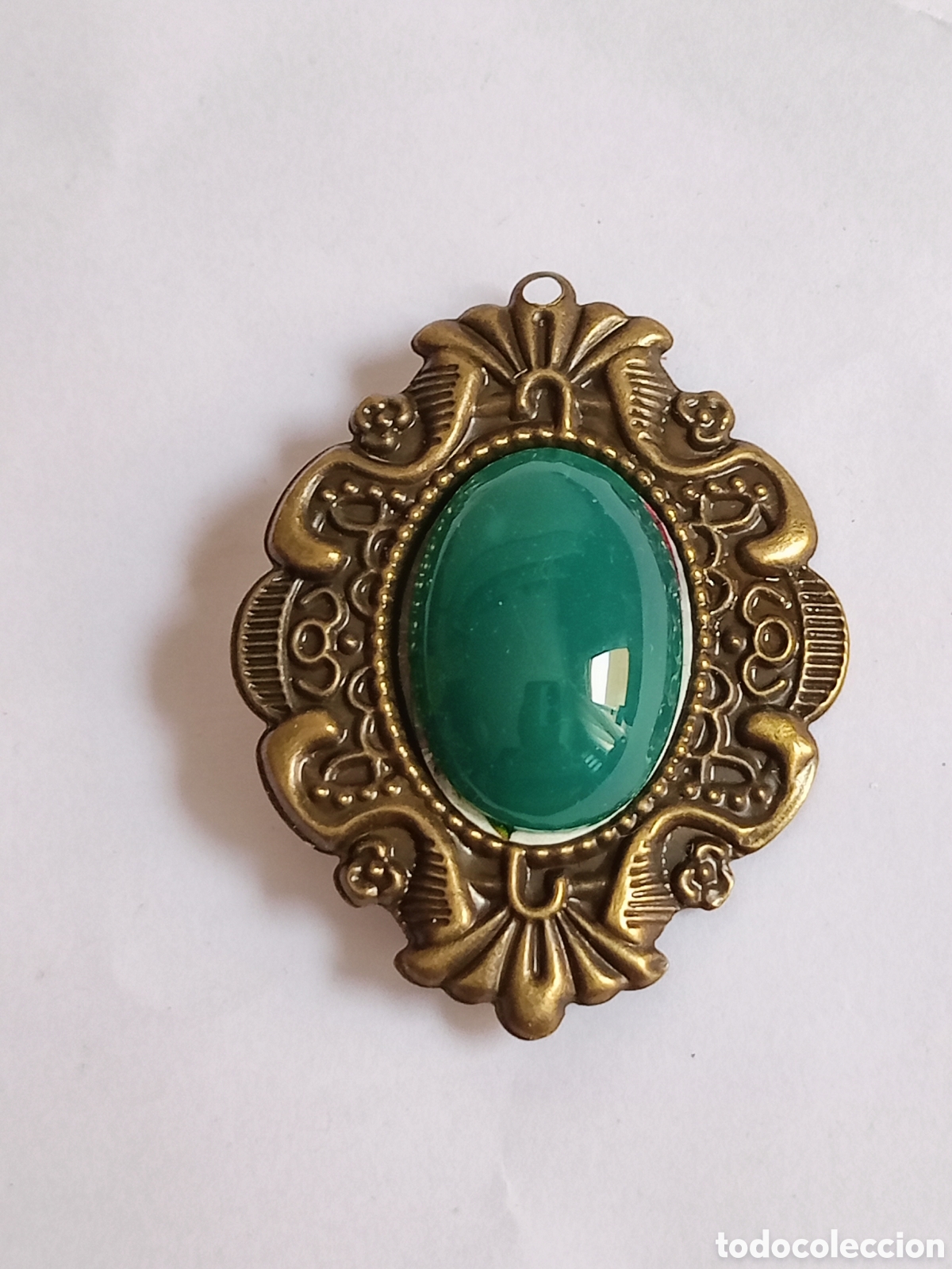 Joyeria: Broche colgante camafeo vintage verde