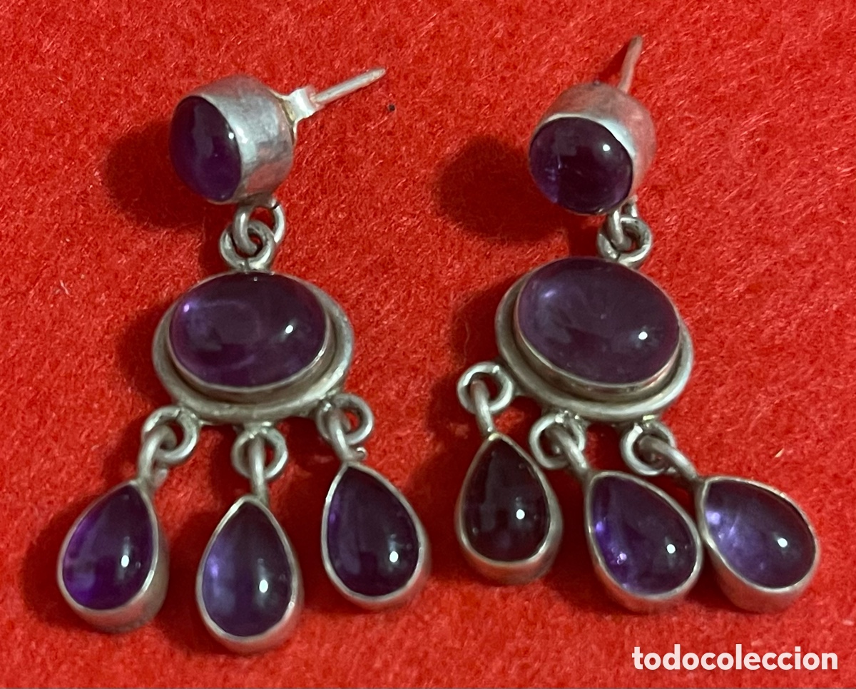 Joyeria: Preciosa pareja, de pendientes en plata de ley y pedrer&iacute;a.