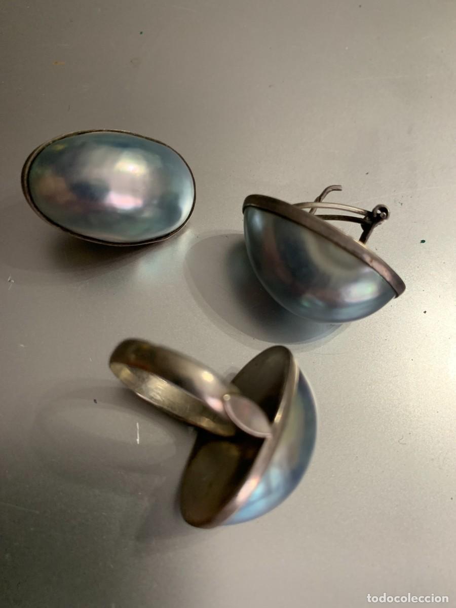 Joyeria: conjunto anillo y pendientes plata y perla japonesa ver fotos