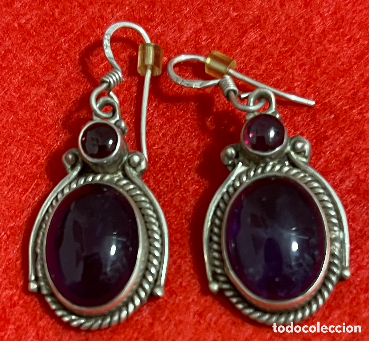 Joyeria: Simp&aacute;tica, pareja de pendientes en plata de ley contrastada
