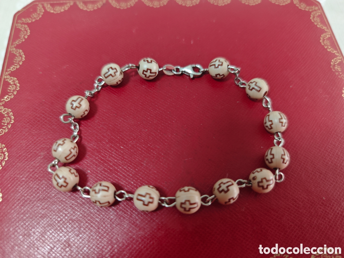 Joyeria: Pulsera religiosa en plata de ley y PVC - Foto 1