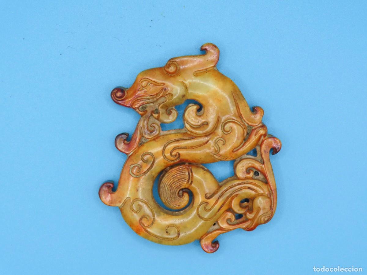 Joyeria: AMULETO CHINO JADE DRAG&Oacute;N OCRE VERDE - Foto 2