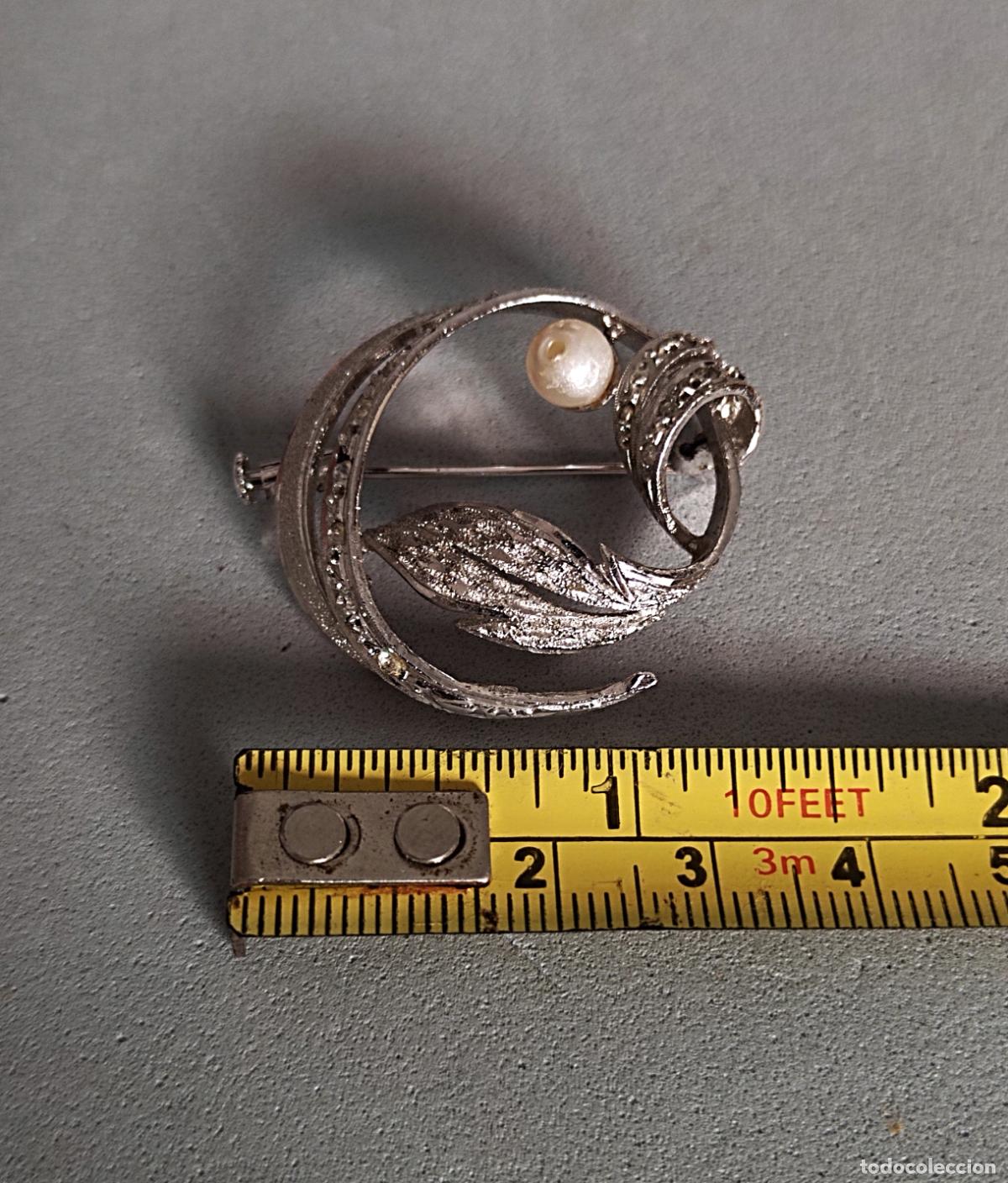 Joyeria: Antiguo broche de plata rodiada. - Foto 3