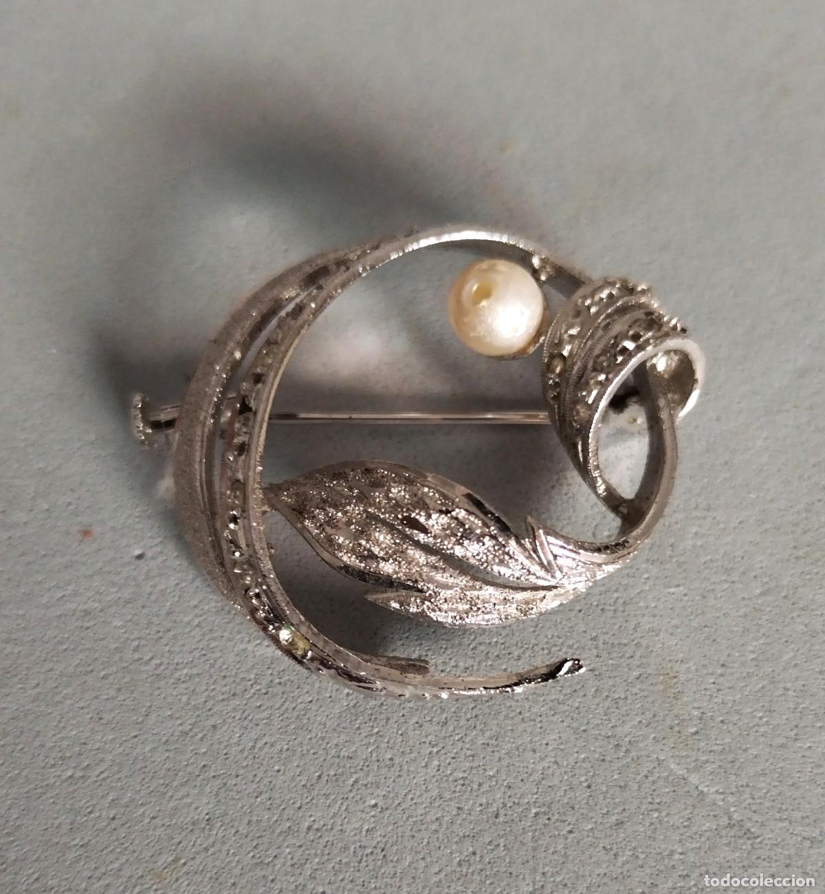 Joyeria: Antiguo broche de plata rodiada. - Foto 4