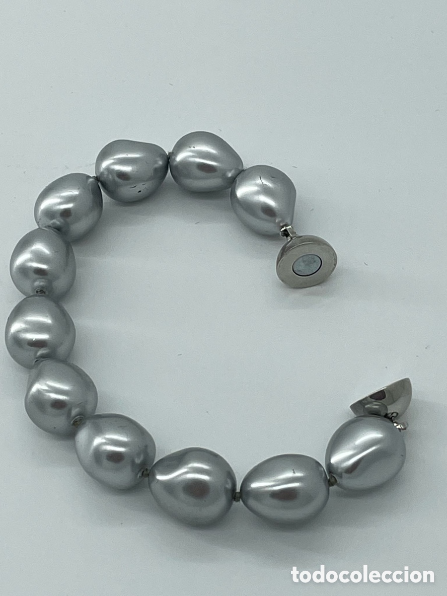 Joyeria: pulsera de perlas sint&eacute;ticas en color plateado - Foto 2