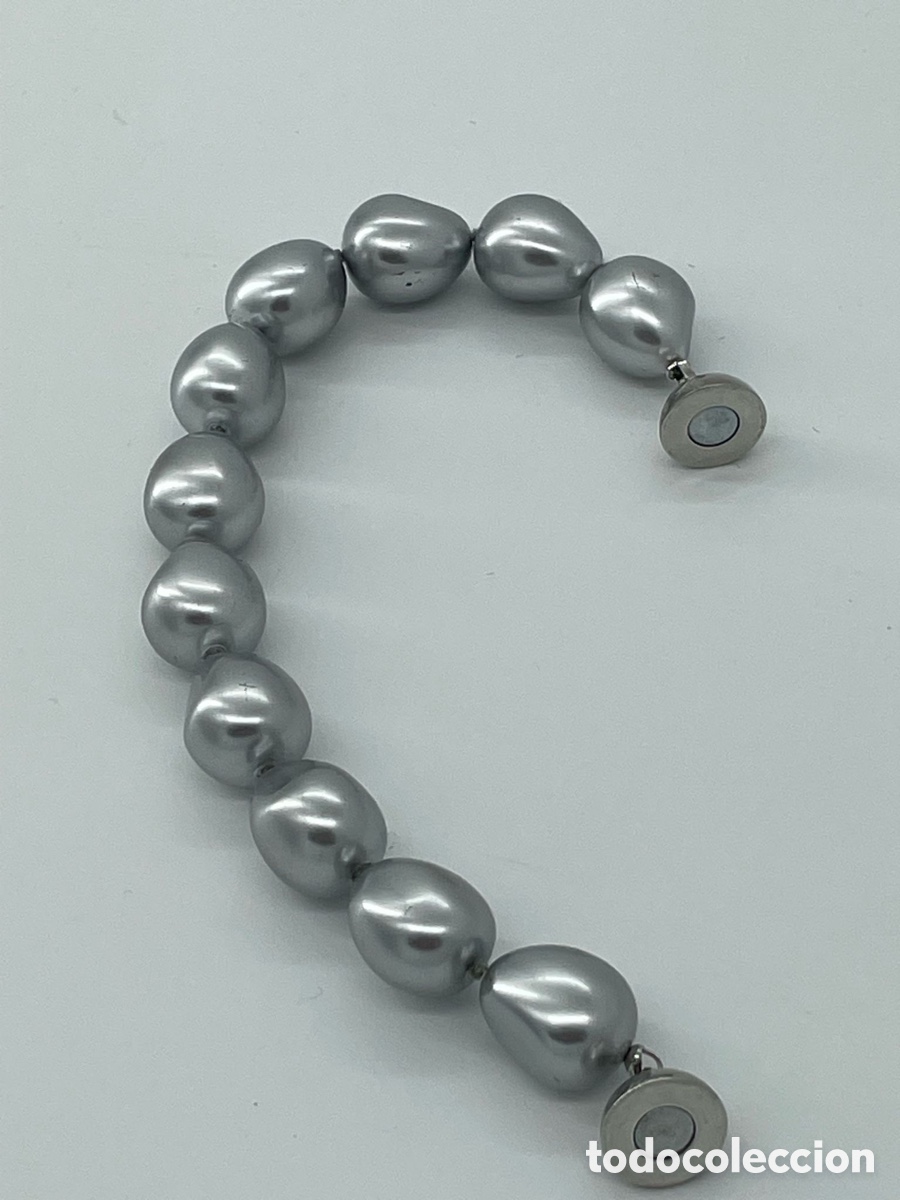 Joyeria: pulsera de perlas sint&eacute;ticas en color plateado - Foto 4