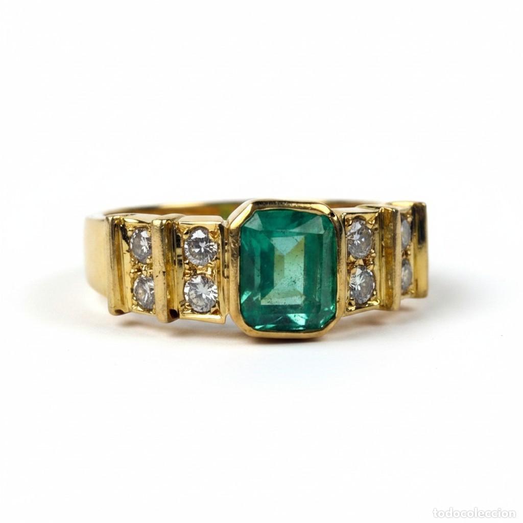 Joyeria: Anillo Oro 18k Esmeralda y Diamantes