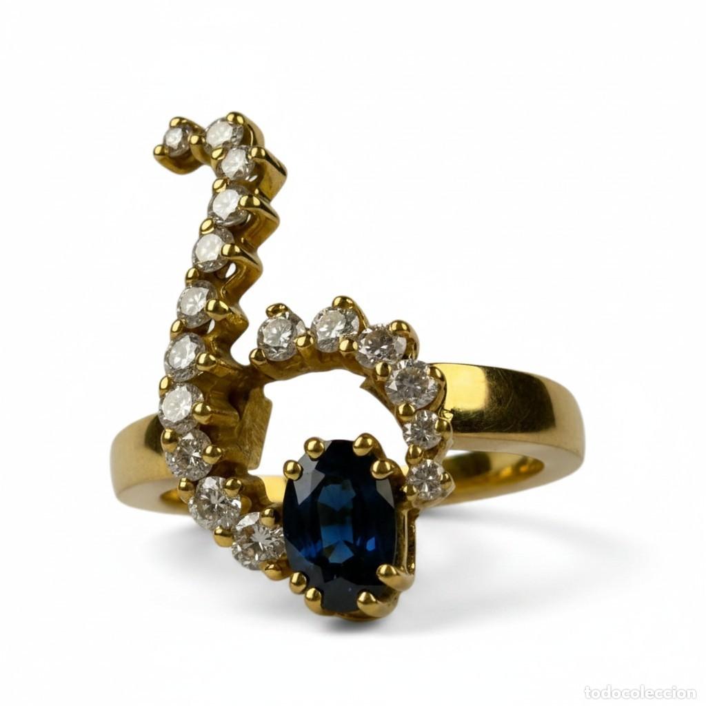 Joyeria: Anillo Oro 18K Zafiro y Diamantes