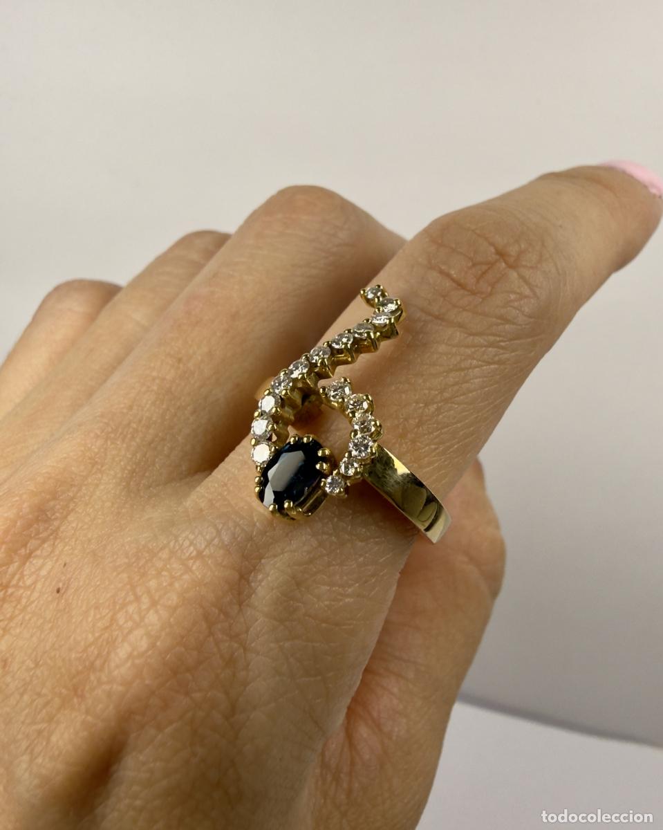 Joyeria: Anillo Oro 18K Zafiro y Diamantes - Foto 6
