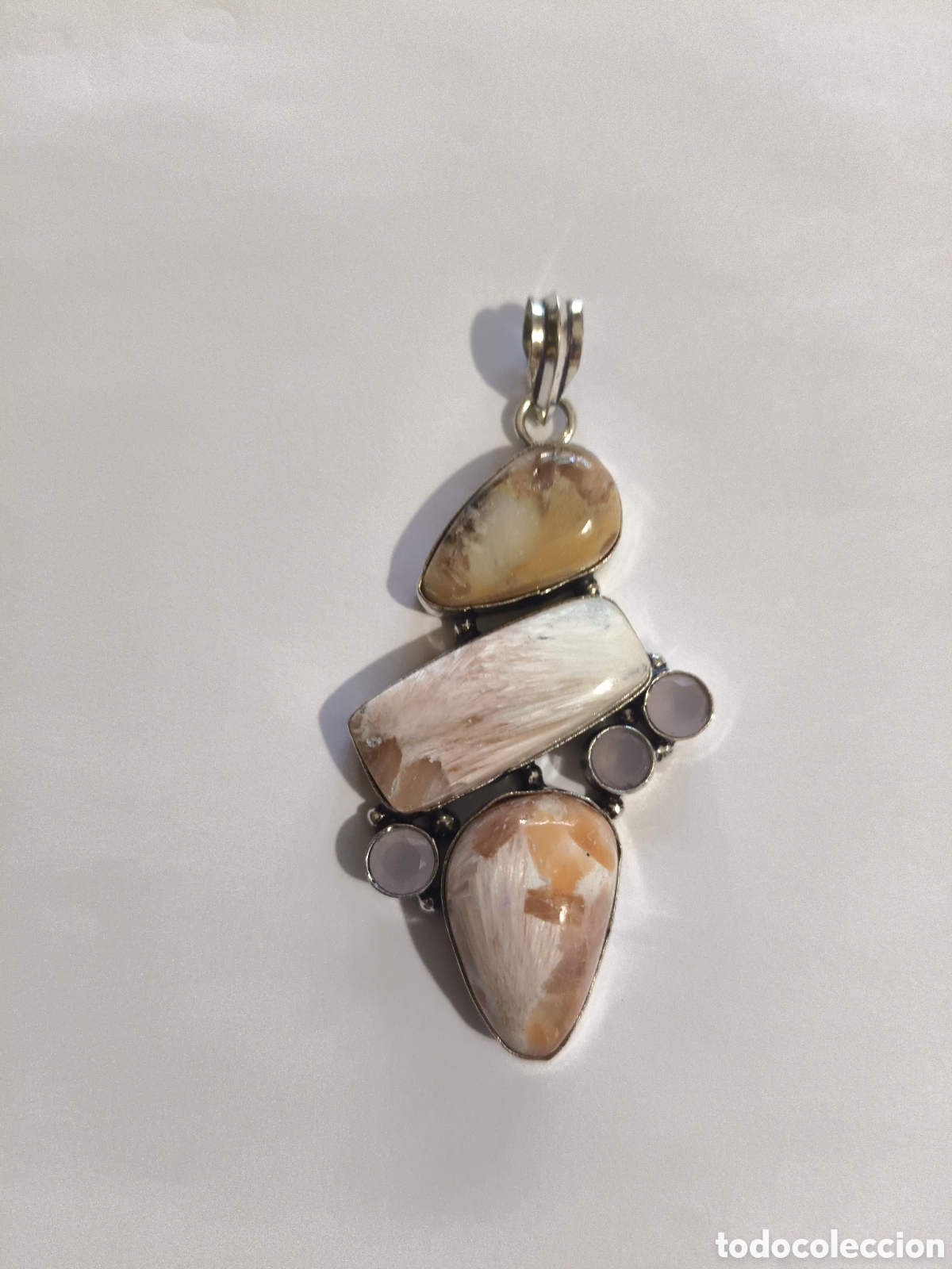 Joyeria: Colgante agata calcedonia chapado en plata