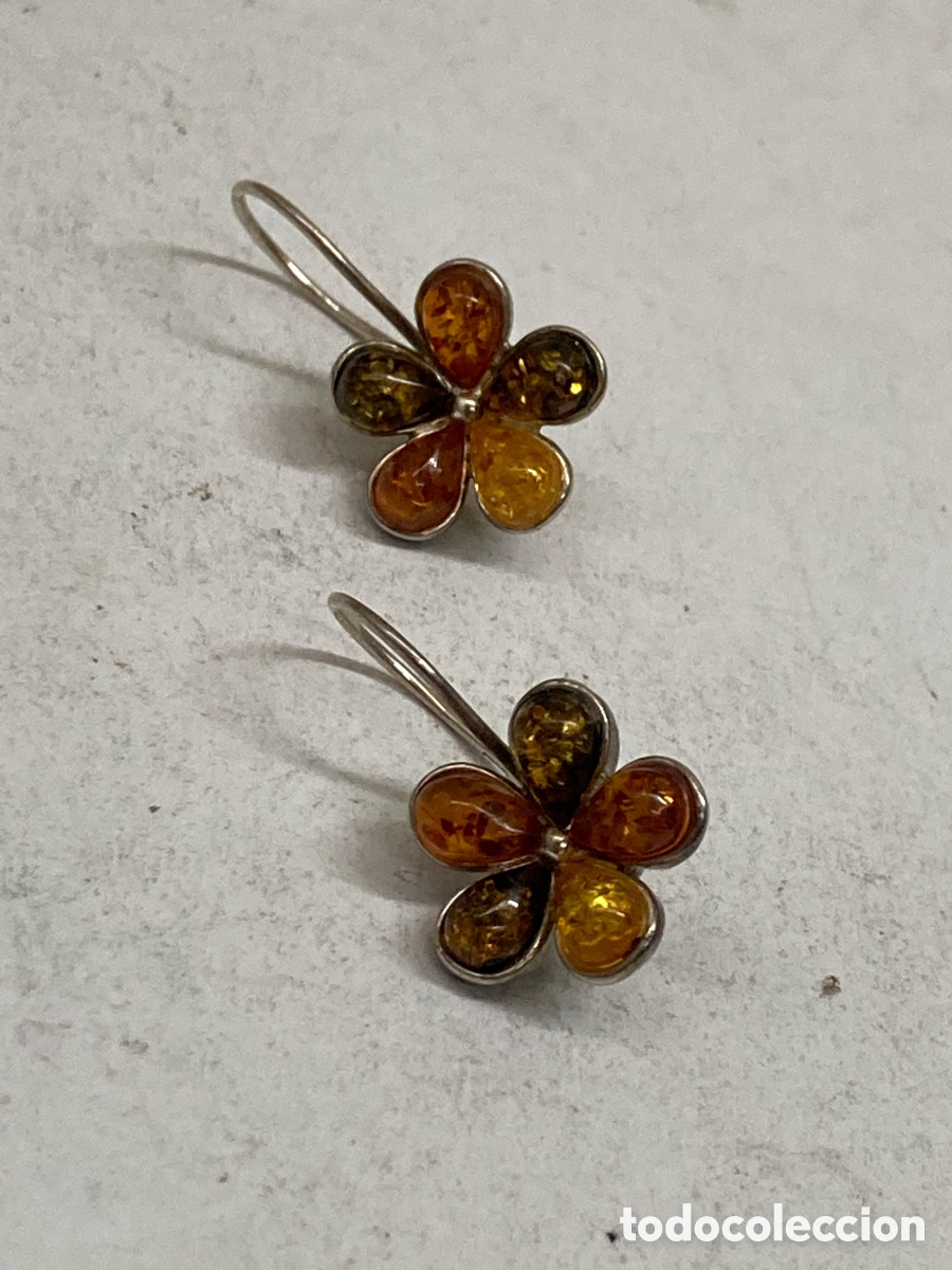 Jewelry: Pendientes de plata ambar P477