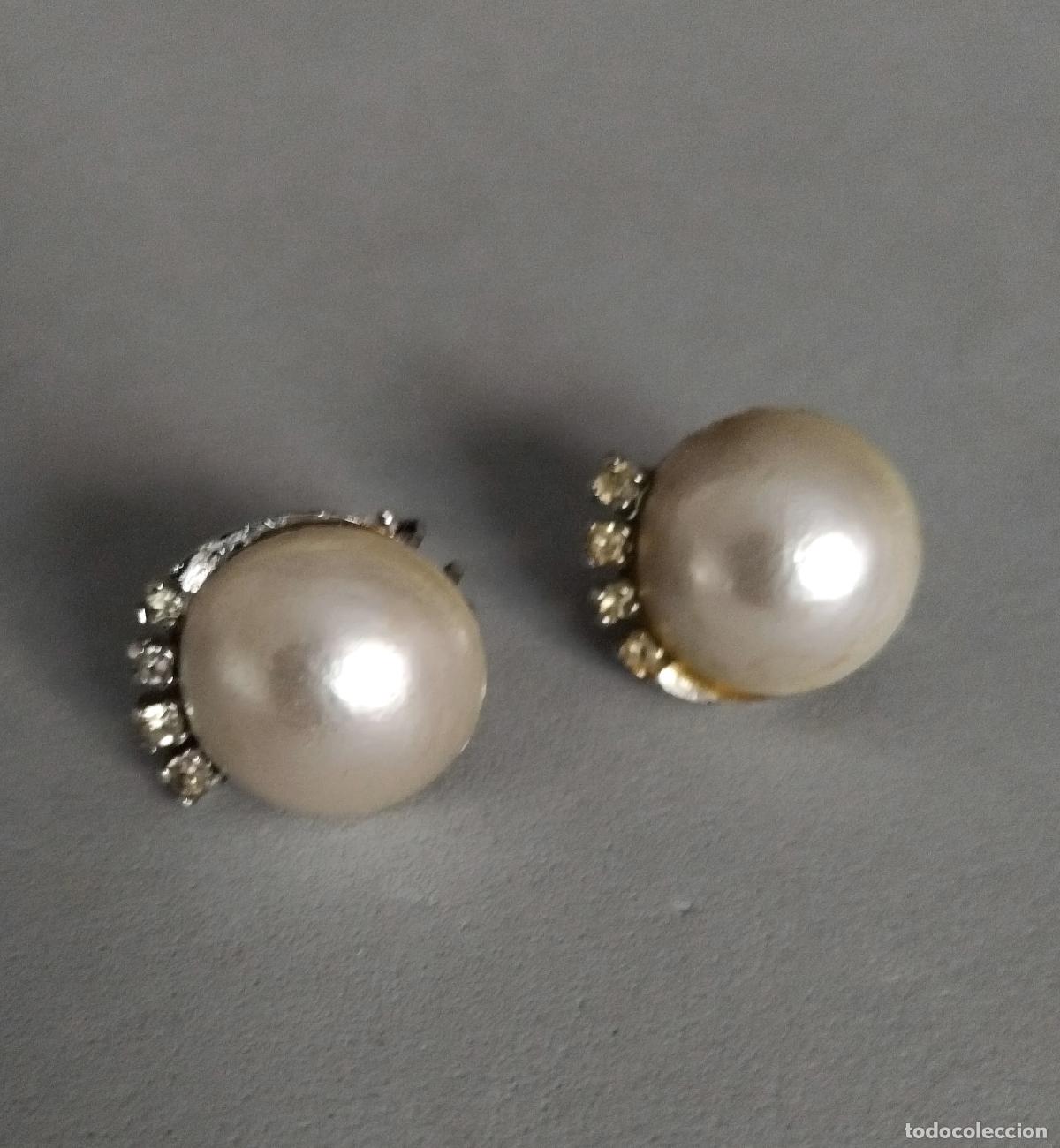 Joyeria: Antiguos pendientes de plata rodiada con perlas y circonitas. - Foto 2