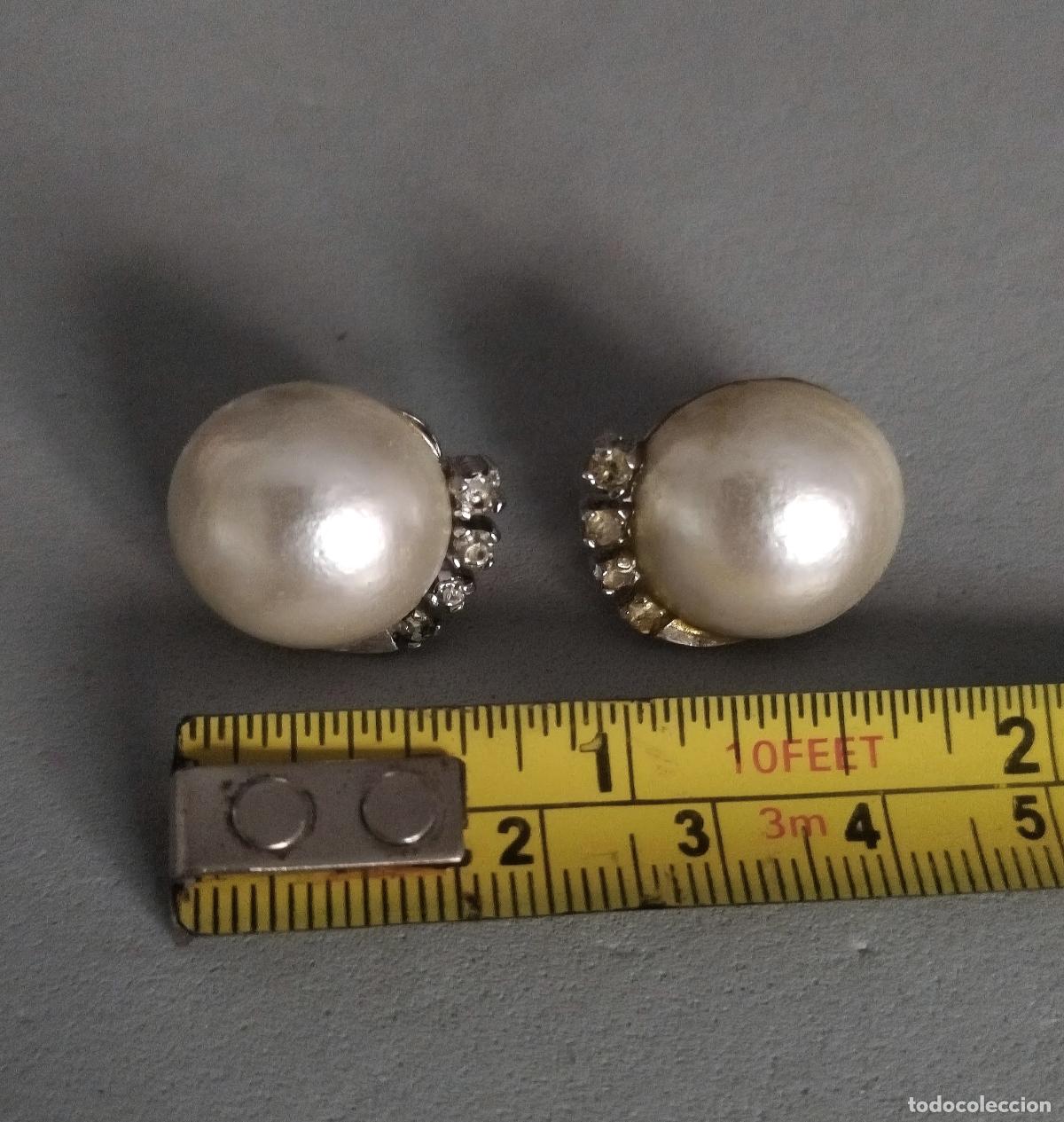 Joyeria: Antiguos pendientes de plata rodiada con perlas y circonitas. - Foto 3