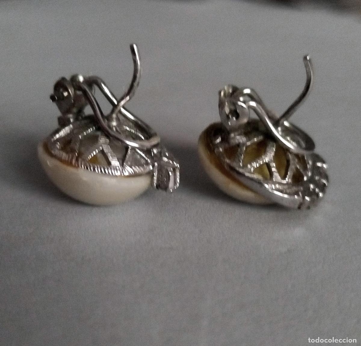 Joyeria: Antiguos pendientes de plata rodiada con perlas y circonitas. - Foto 5
