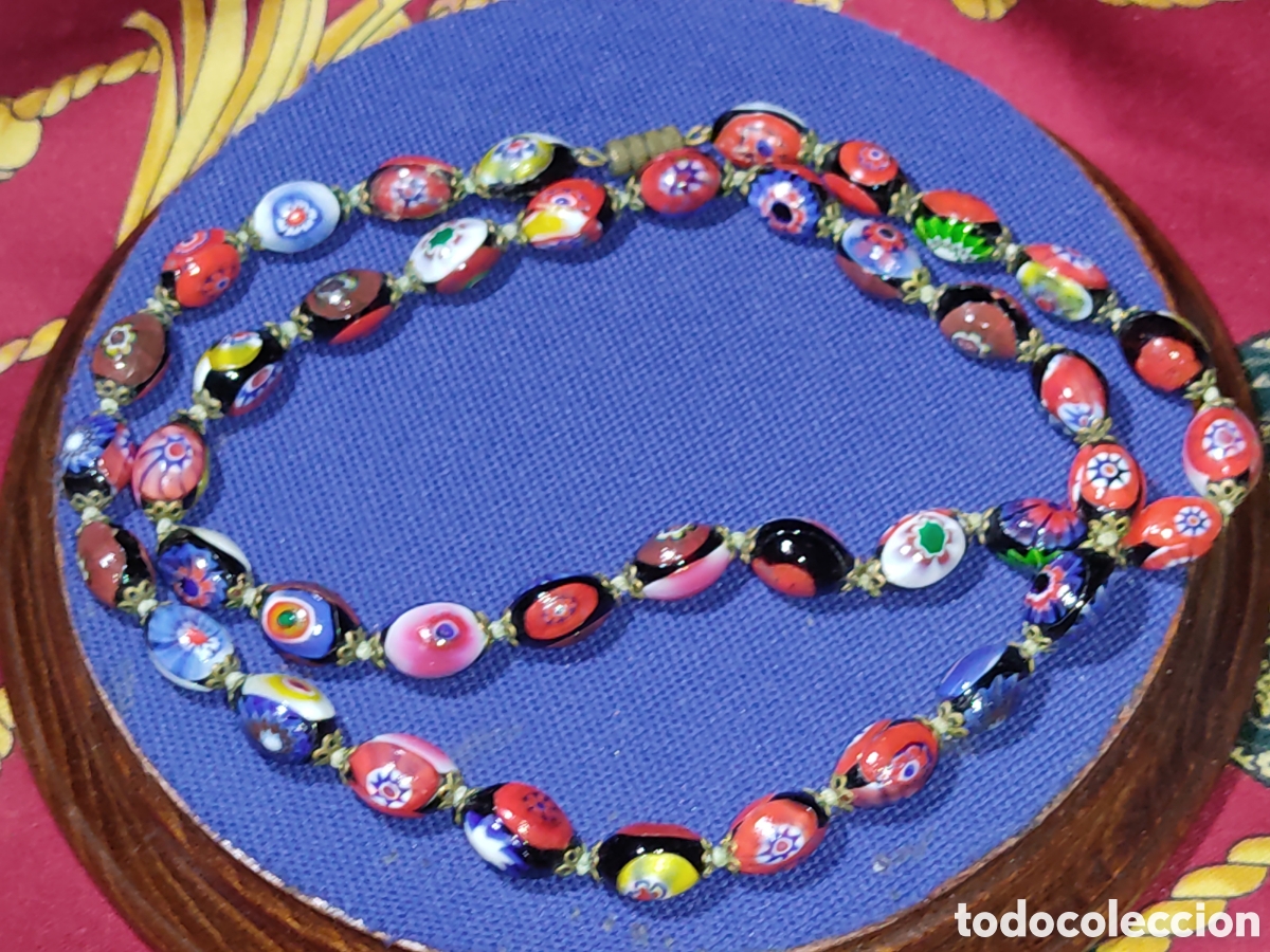 Jewelry: Antiguo Collar largo de cuentas ovaladas de cristal de Murano Veneciano.*E*